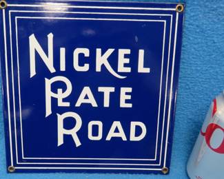 Lot 82. Nickel Plate Road porcelain sign. 8" x 8".