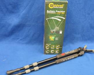 Lot 85. Caldwell Ballistic Precision Chronograph (New In Box) and a Bog Havoc shooting stick with adjustable legs
