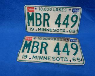 Lot 145. Matched set of 1965 Minnesota license plates