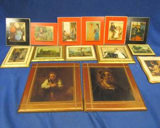 Lot 208. 14 items of wooden and tile wall art