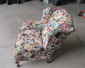 Lot 110. Queen Anne wingback chair in clean, excellent condition