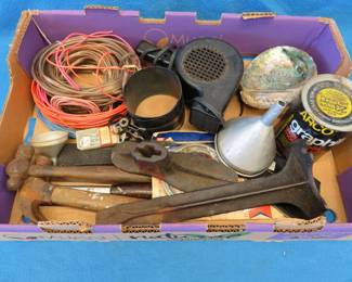 Lot 369. Speaker wire, shoe last, hammers, and more
