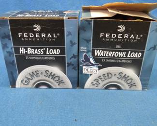 Lot 356. 50 Federal 2 3/4 inches 12-gauge rounds. 25 #5 lead and 25 #6 steel.