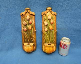 Lot 117. Matching wall-mount decorative plaster candle holders