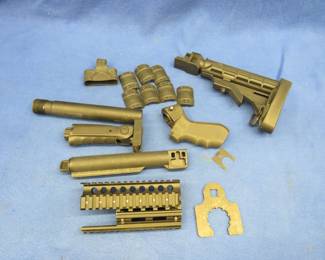 Lot 95. Build your own rifle; buttstock, buffer tubes, barrel wrench, quad-rail, and more