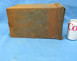 Lot 395. Vintage strongbox with no key. 13 x 9 x 8 inches. Weighs 23 lbs.