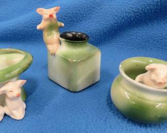 Lot 292. "Fairing" Pink Pigs and porcelain pieces