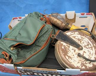 Lot 306. Retractable trouble light, utility bag, and a laptop bag