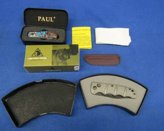 Lot 197. Like-new Lone Wolf pocket knife in the box