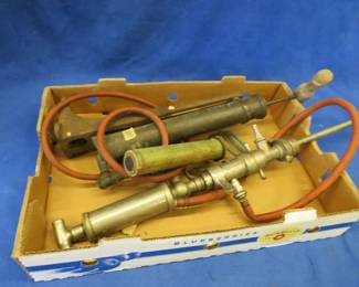 Lot 315. Barrel pump, vintage air pump, and more