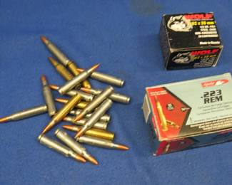 Lot 138. 69 mixed .223 rounds and twenty 7.62x39mm rounds