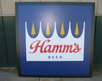 Lot 143. Hamm's corrugated plastic sign in excellent condition. 48" x 48".