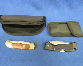 Lot 202. Two folding knives and cases: Boker 2002TH 44OC and Maxam serrated ARMY