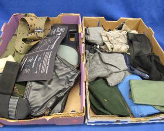 Lot 196. Soft pistol cases, gun socks, military belts and more