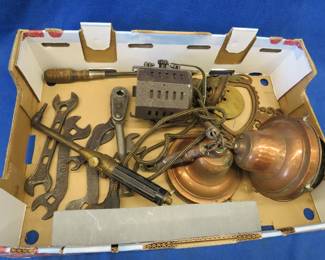 Lot 317. Vintage tools, copper lamp, and more