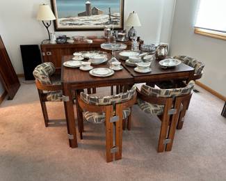 Table and chairs are a full set along with the credenza