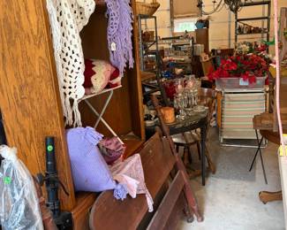 Vintage linens and afghans, crocheted scarves