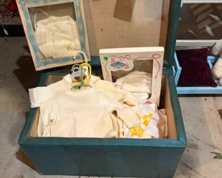 Vintage baby trunk and clothes