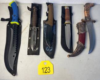 5 Assorted Knives with Protective Sleeves