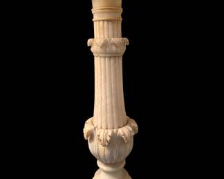 Solid white marble column plant stand