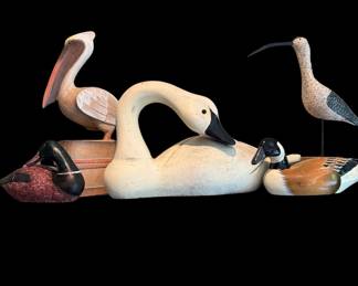 Carved wood birds