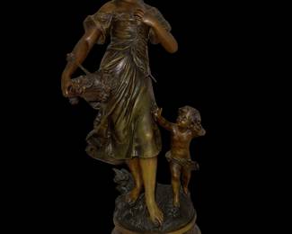 Bronze statue of mother and child