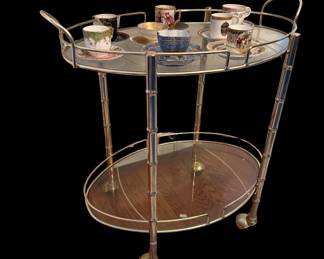 Midcentury brass bar cart