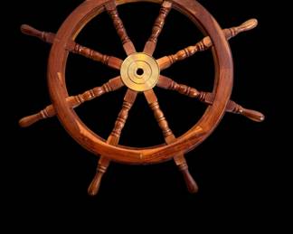 Real wood and brass ship wheel