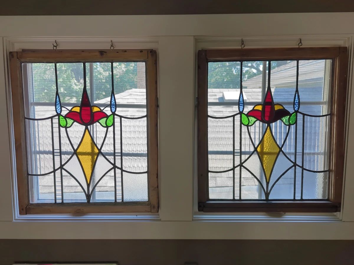 Pair of beautiful stained glass windows
