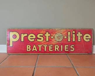 Vintage Prest-O-Lite Batteries Pressed Cardboard Sign