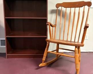 S. Bent Bros Wooden Rocker and Bookcase
