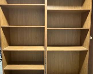 Three Faux Wood Tall Bookshelves