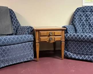Broyhill Swivel and Rocker Chairs with Side Table