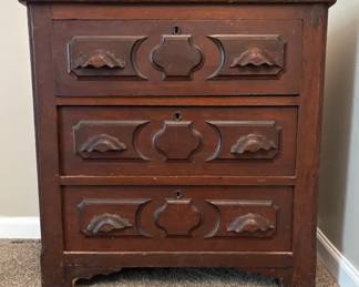 Vintage Carved Wood Chest of Drawers