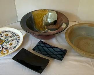Artistic Ceramic Serveware Includes Large Bowl from Wilton Pottery