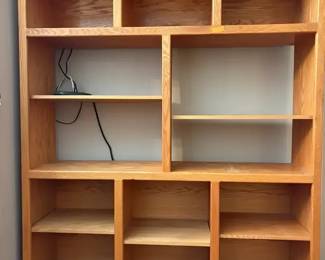 Wood Shelving Unit with Asymmetrical Compartments