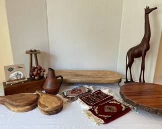 Wood Natural Toned Decor Vintage Wood Carved Giraffe, Native Art Piece, More