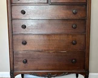 Vintage Dark Wood Chest of Drawers