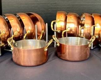 Copper Serving Bowls with Brass Handles