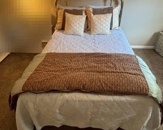 Brass Headboard with Bed frame and Bedding