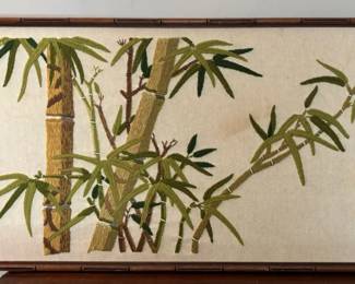 Sunset Designs Embroidered Art with Bamboo Style Frame