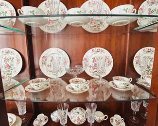 Large Wedgewood China set and Gorham crystal