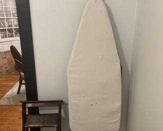 Ironing board and wood stool