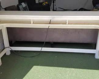 White Wooden Desk with BuiltIn Outlets  USB Ports