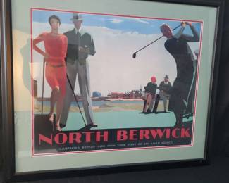 Andrew Johnson North Berwick LNER Golf Travel Poster  Framed