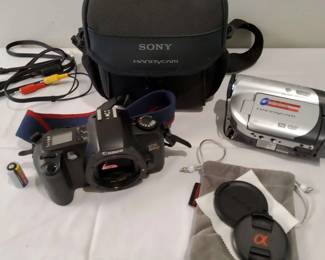 Sony DVD Handycam  Canon EOS Rebel G Camera  Under Armour Backpack