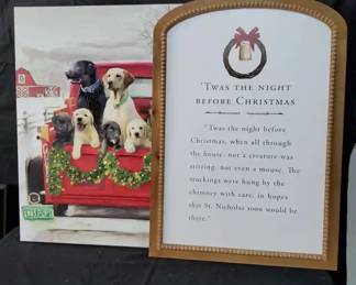 Christmas Puppies Canvas  Holiday Wall Art