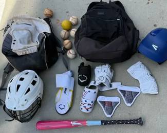 Youth Sports Equipment Lot  Lacrosse, Baseball  Protective Gear