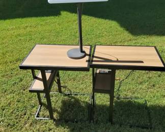 Powered Side Tables Pair with USB Ports  LED Desk Lamp