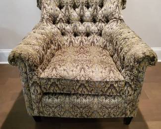 Arhaus Tufted Damask Upholstered Accent Chair